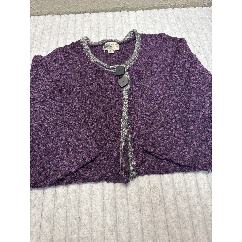 Habitat Clothes To Live In Purple Boucle Knit Cropped Cardigan Sweater Medium